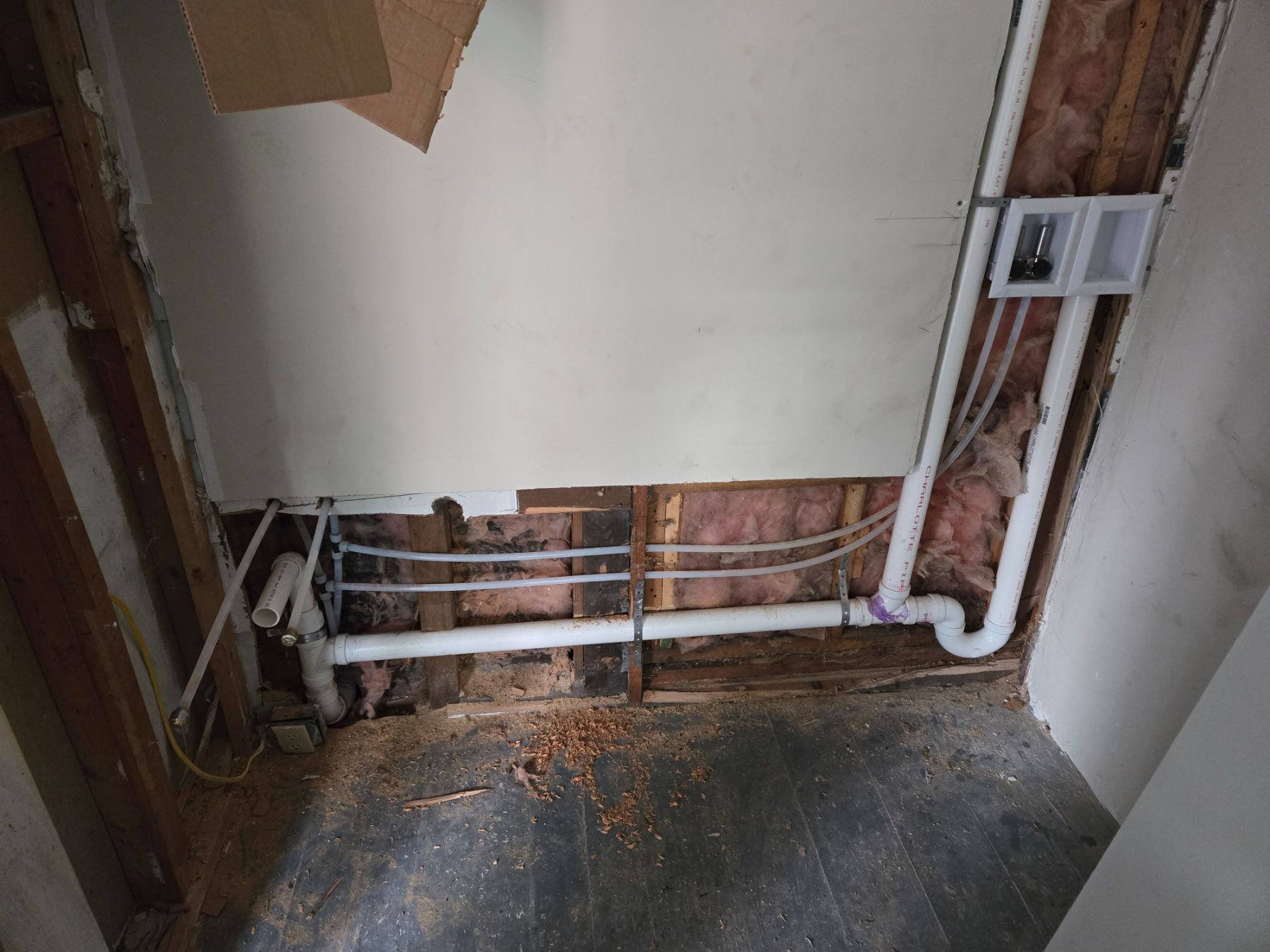 Basement plumbing rough-in before finishing
