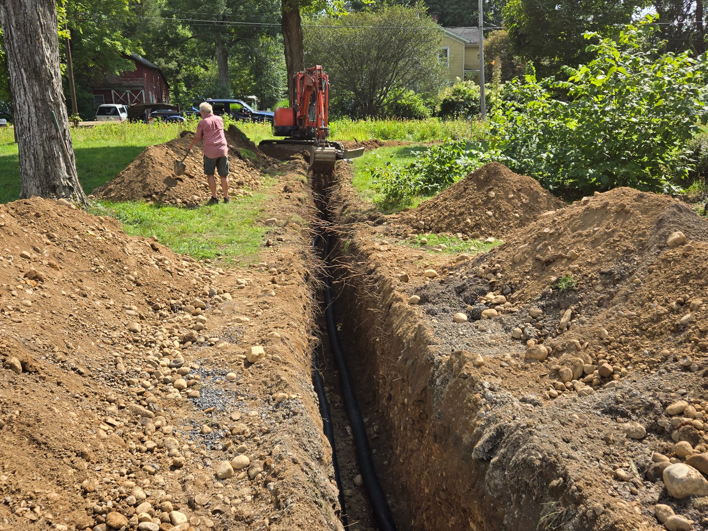 Primrose excavating a trench for a new service line